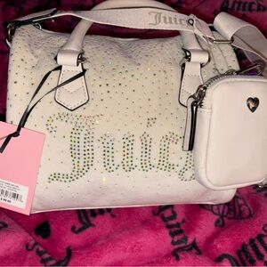 Juicy Couture White Satchel with Rhinestone Details